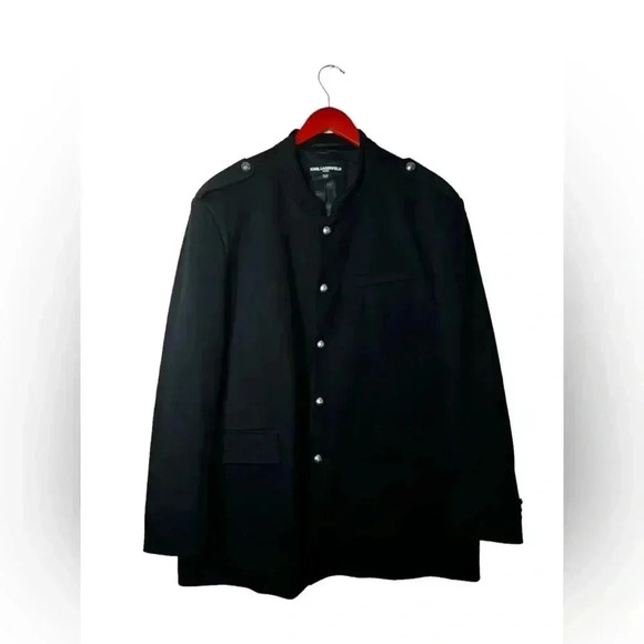 KARL LAGERFELD BLACK OFFICER’S COAT SIZE XXL - Picture 1 of 15